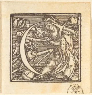 Letter C, by Hans Lützelburger, ink, 1523