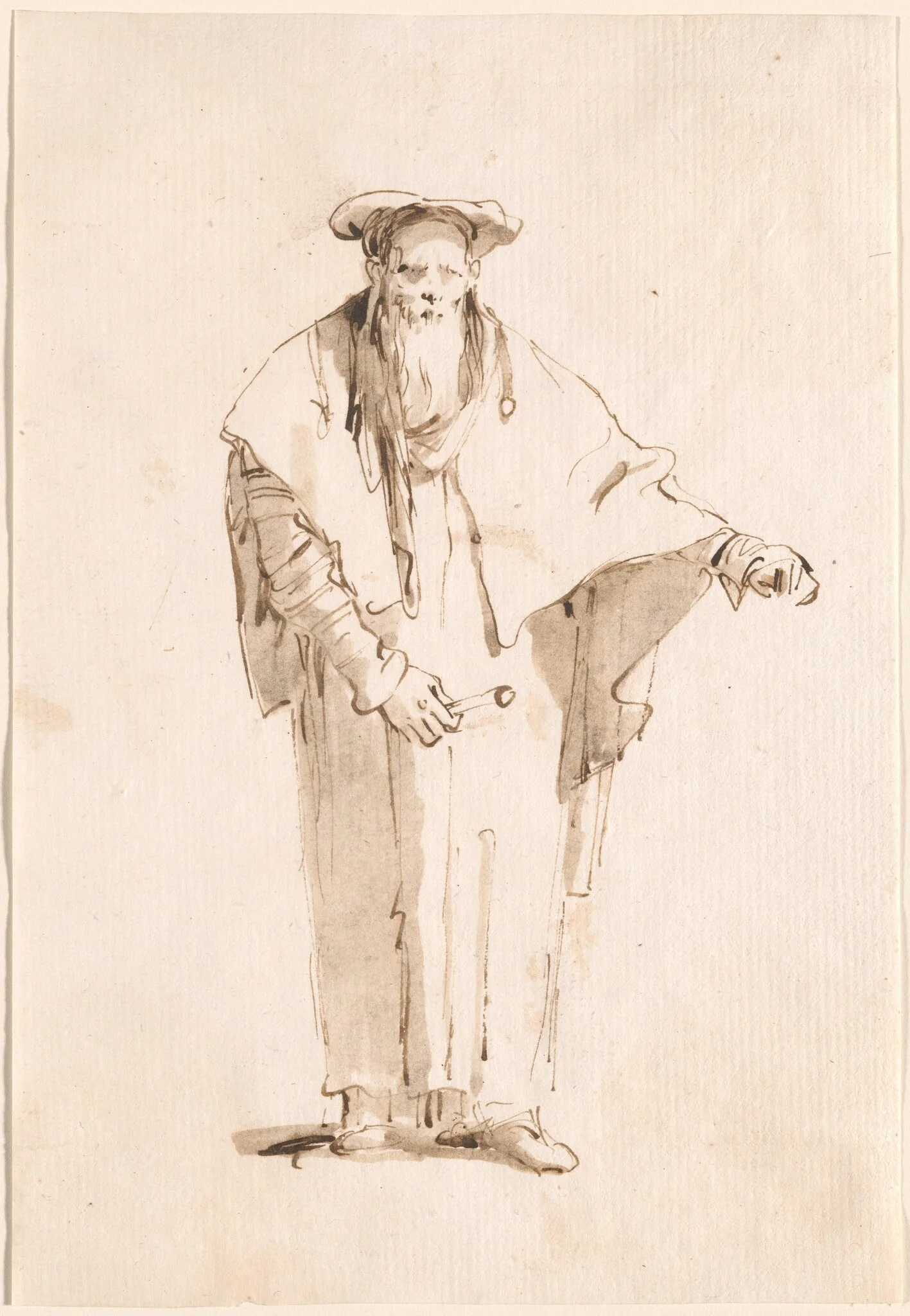 A Standing Oriental Holding a Rod, detail