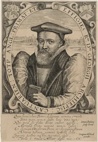 Abbot George, Archbishop of Canterbury, by Simon van de Passe, ink, 1621