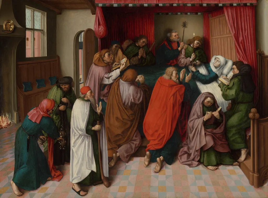 The Death of the Virgin, by Master of the Amsterdam Death of the Virgin, oil, 1500