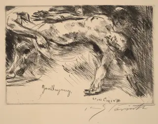 Grablegung (Burial), by Lovis Corinth, ink, 1922