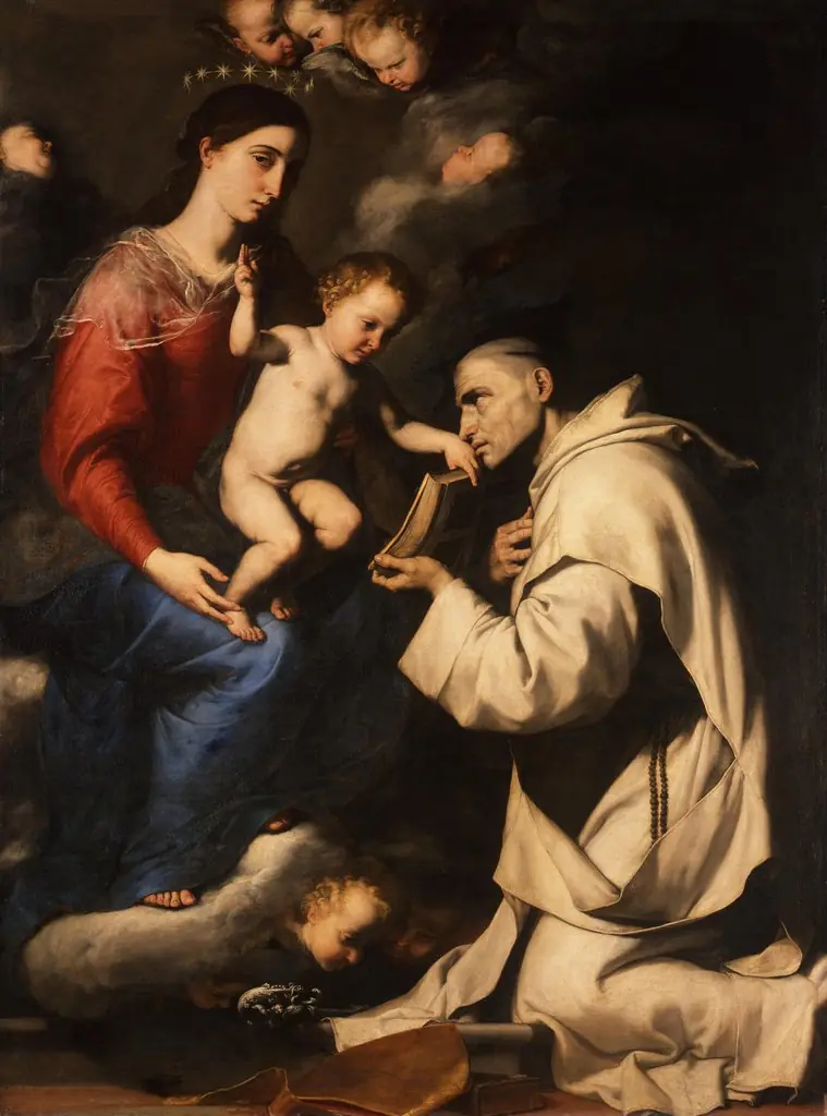 Madonna with the Christ Child and Saint Bruno, by Jusepe de Ribera, oil, 1624