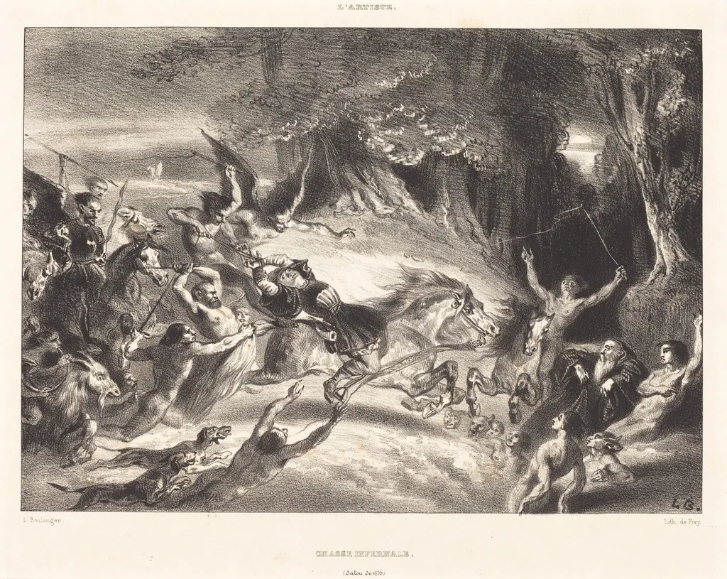 Chasse Infernale, by Louis-Candide Boulanger, ink, 1835