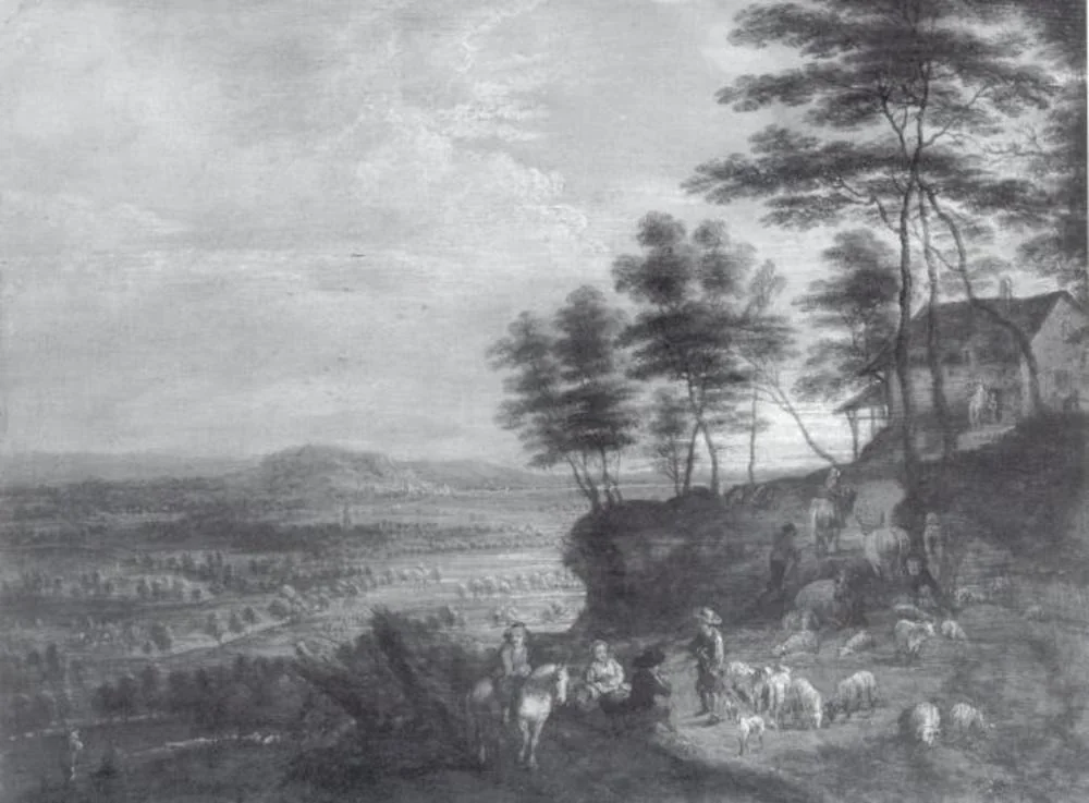 Landscape with Herd of Cattle before a Panoramic View, detail