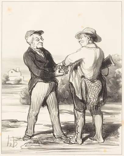 Dites donc, président, impossible d'attraper un lièvre..., by Honoré Daumier, ink, 1849