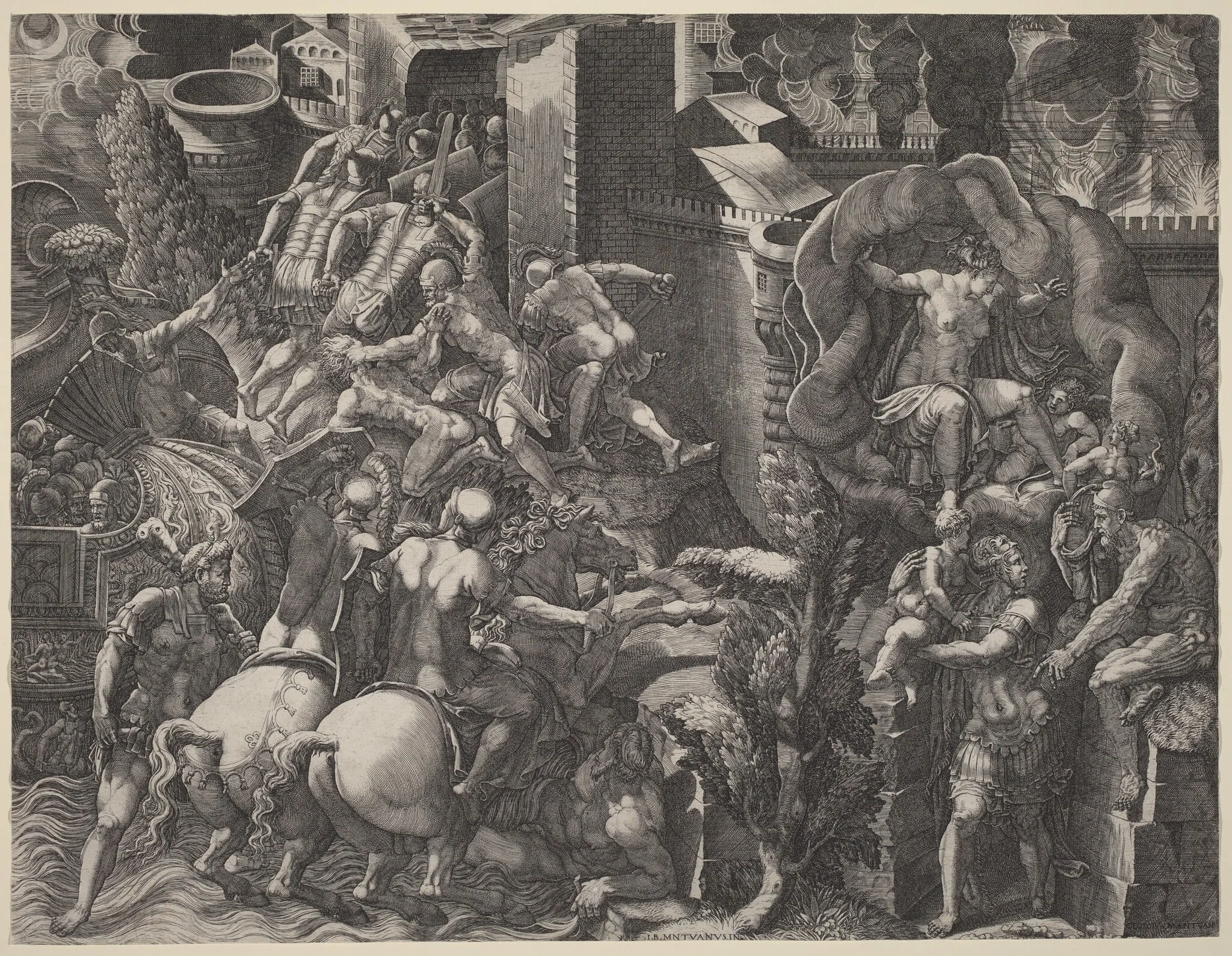 The Fall of Troy and the Escape of Aeneas, detail