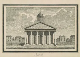 Esperanza, Church, by Charles B. J. Févret de Saint-Mémin, ink, 1795