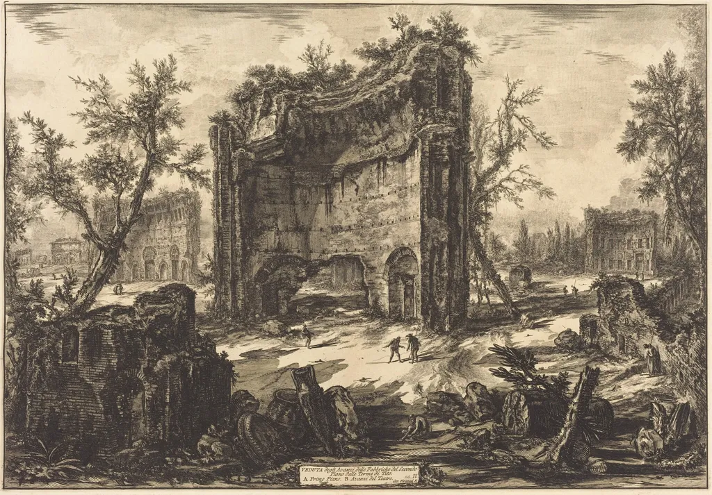 Veduta ... delle Terme di Tito, by Giovanni Battista Piranesi, ink, 1776