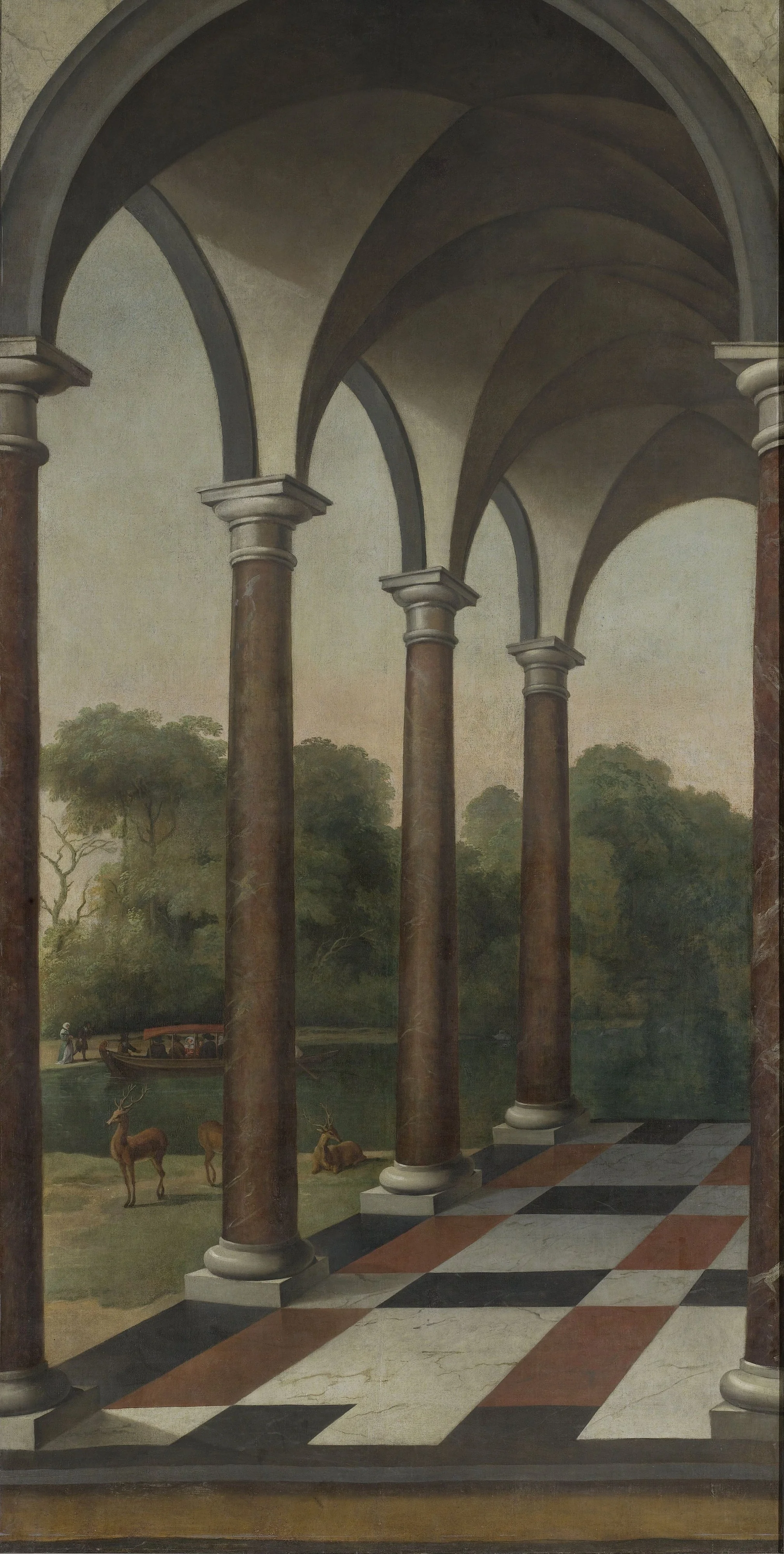 Colonnade giving onto a park, detail