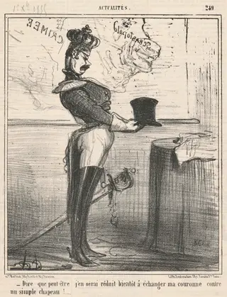 Dire que peut-être j'en serai réduit ..., by Honoré Daumier, ink, 1855