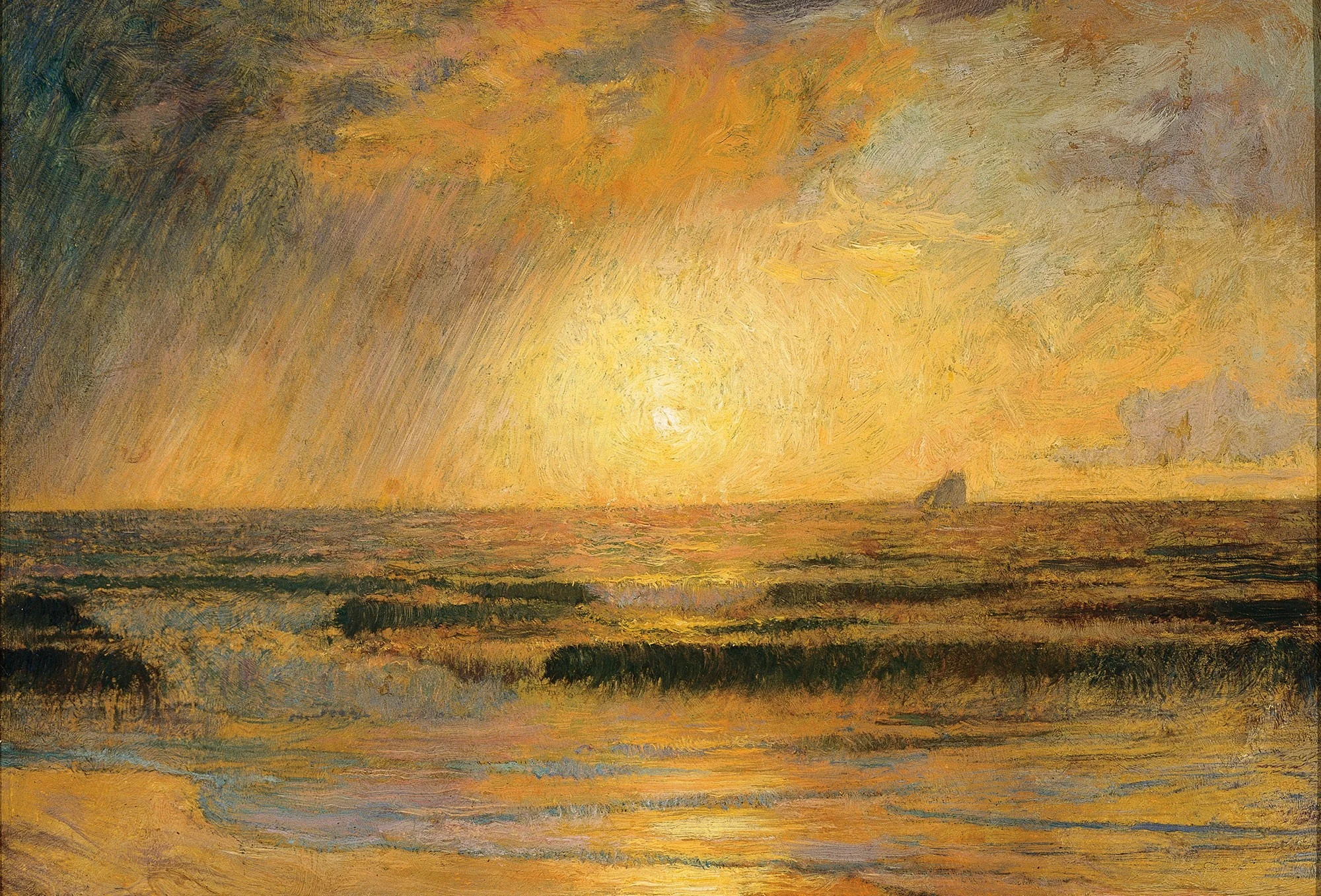 Puesta de sol en el mar, detail