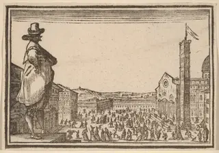 Piazza del Duomo, Florence, by Edouard Eckman, ink, 1621