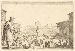Piazza SS. Annunziata, Florence, by Jacques Callot, ink, 1622