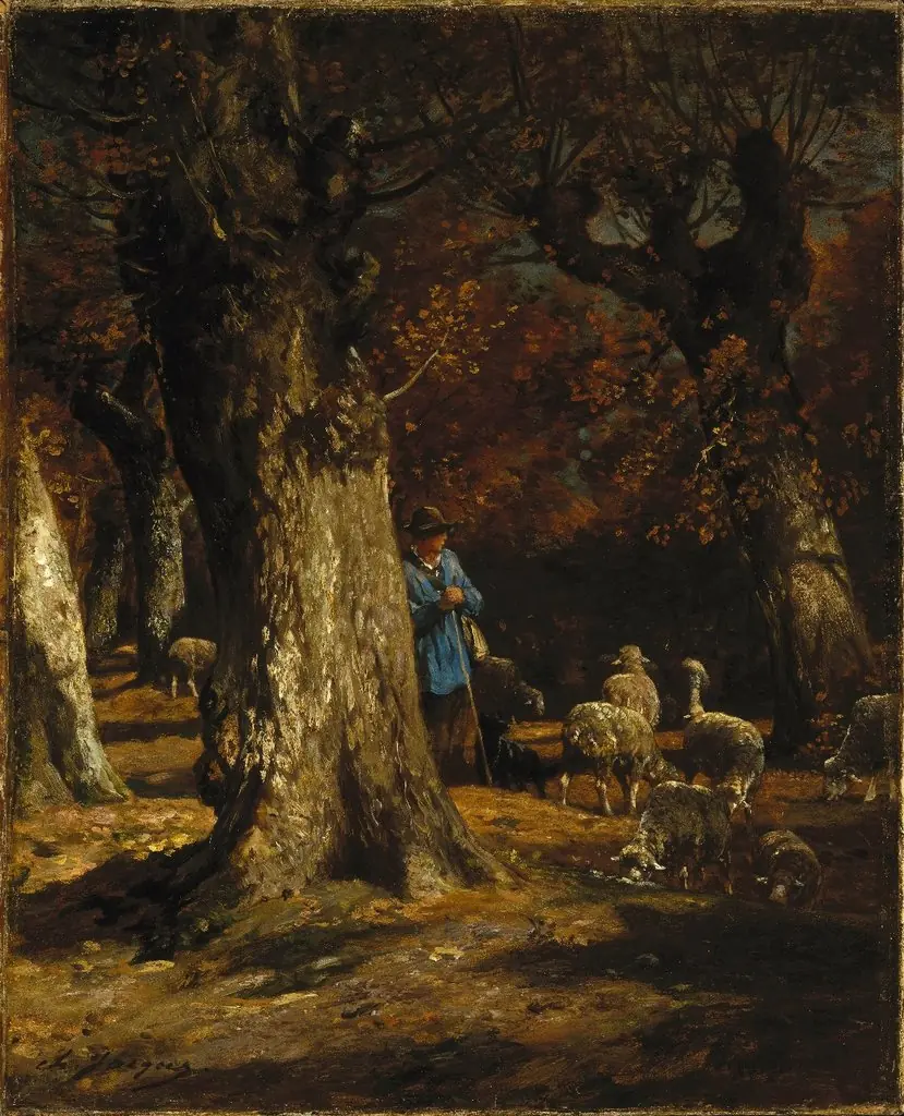 The Old Forest, by Charles Jacque, oil, 1865