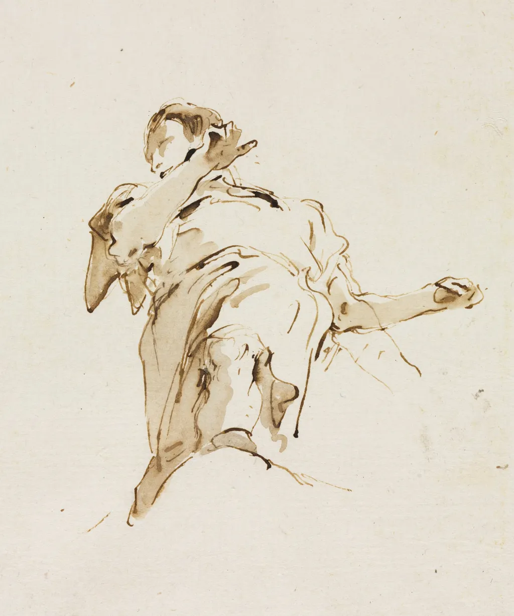 Male(?) Figure Seen from Below, by Giovanni Battista Tiepolo, 1744