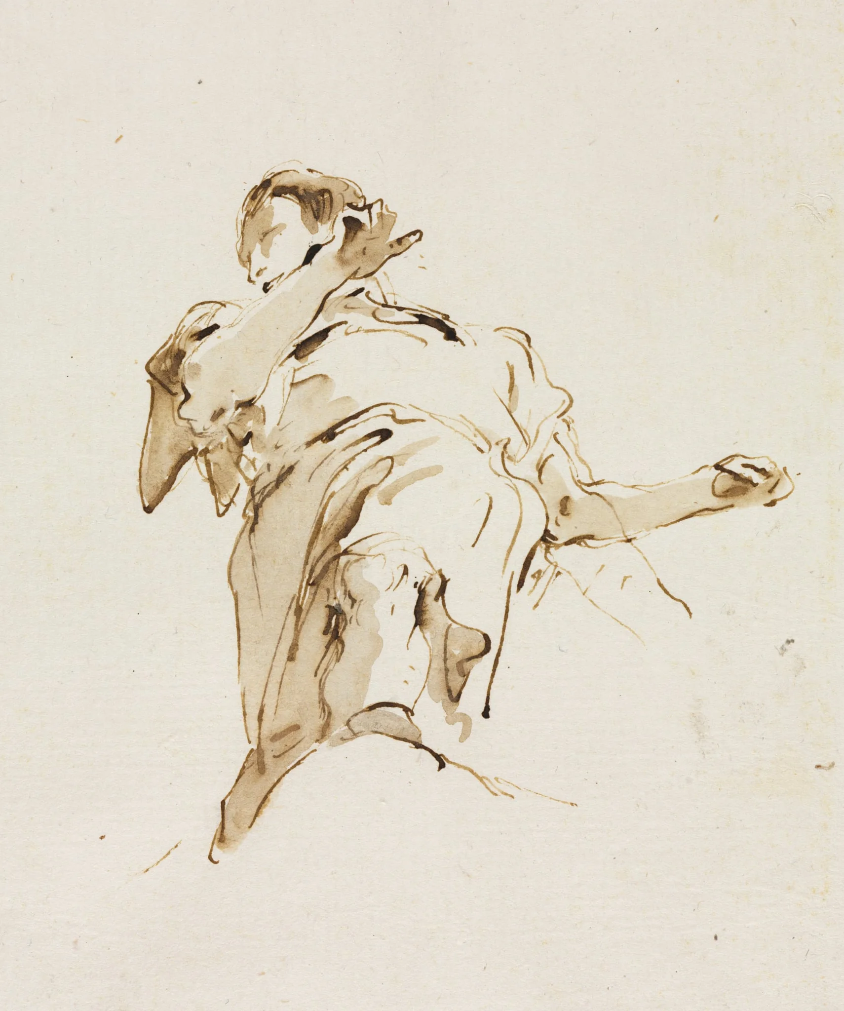 Male(?) Figure Seen from Below, detail