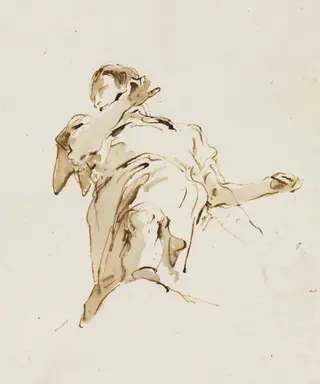 Male(?) Figure Seen from Below, by Giovanni Battista Tiepolo, 1744