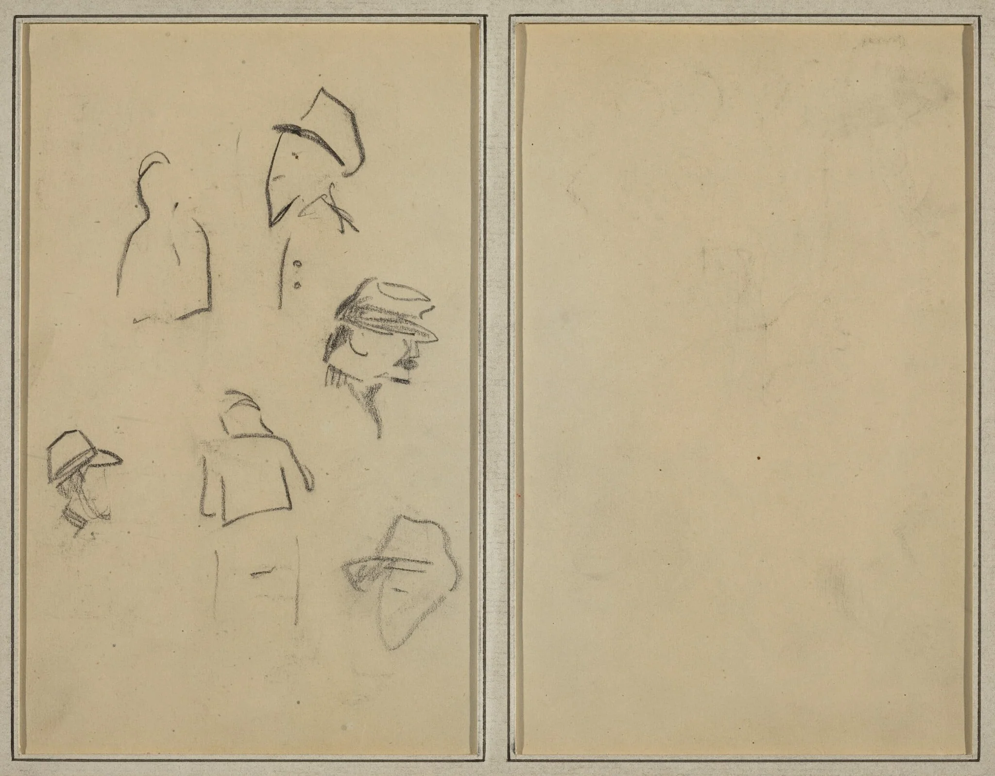 Four Heads and Two Figures [verso], detail