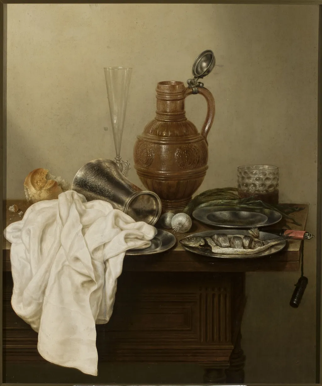 Still life with a herring, by Gerret Willemsz Heda, oil, 1644