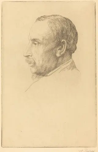 Professor W. Cawthorne Unwin, by Alphonse Legros, ink, 1874