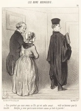 Dire... que nous avons un fils qui est... avocat..., by Honoré Daumier, ink, 1846