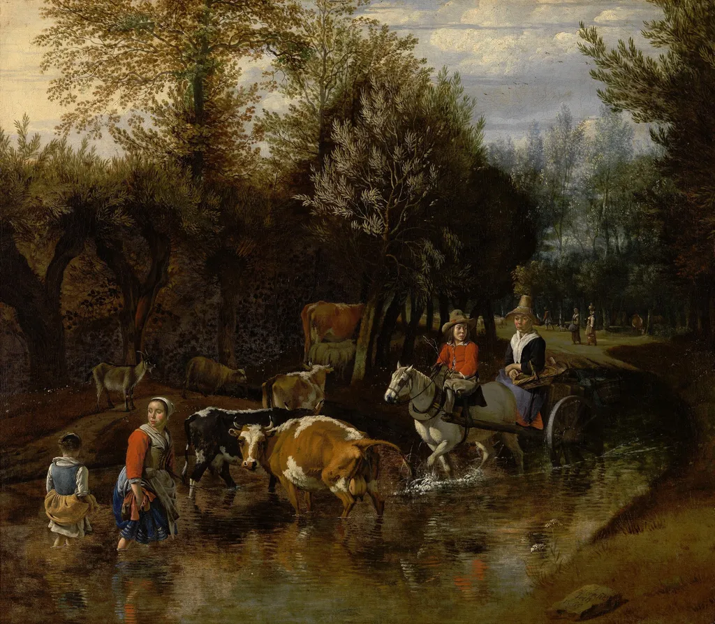 The Curious Cow, by Johannes Siberechts, oil, 1665