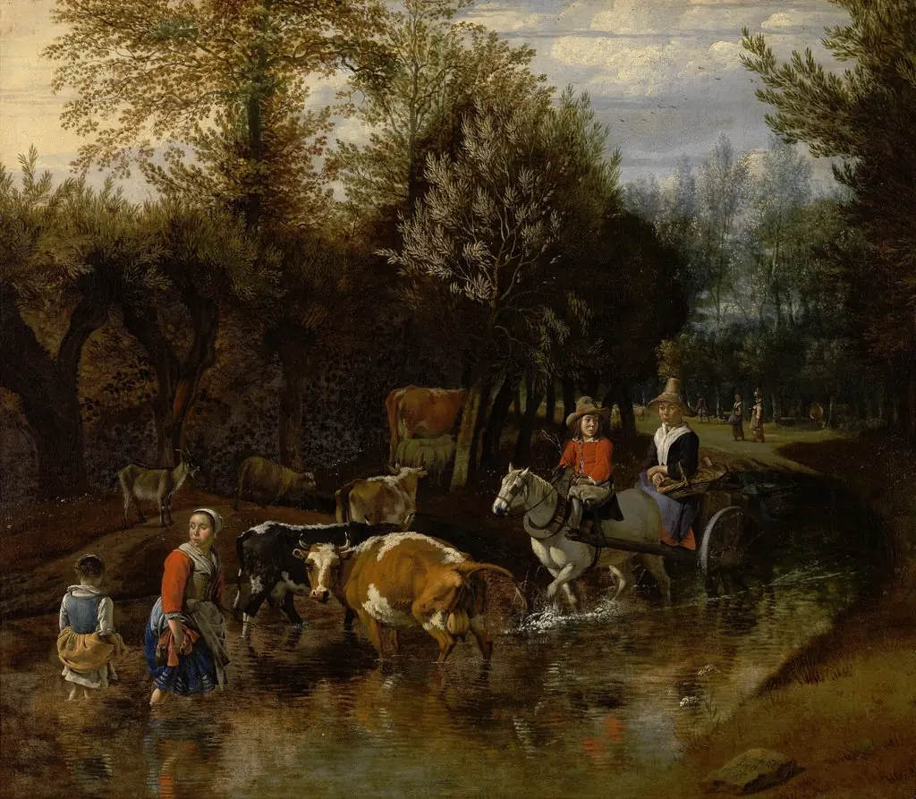The Curious Cow, by Johannes Siberechts, oil, 1665