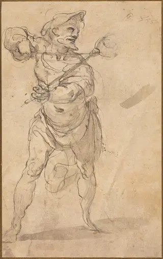 A Tormentor With Tongs, by Taddeo Zuccaro, chalk, 1548