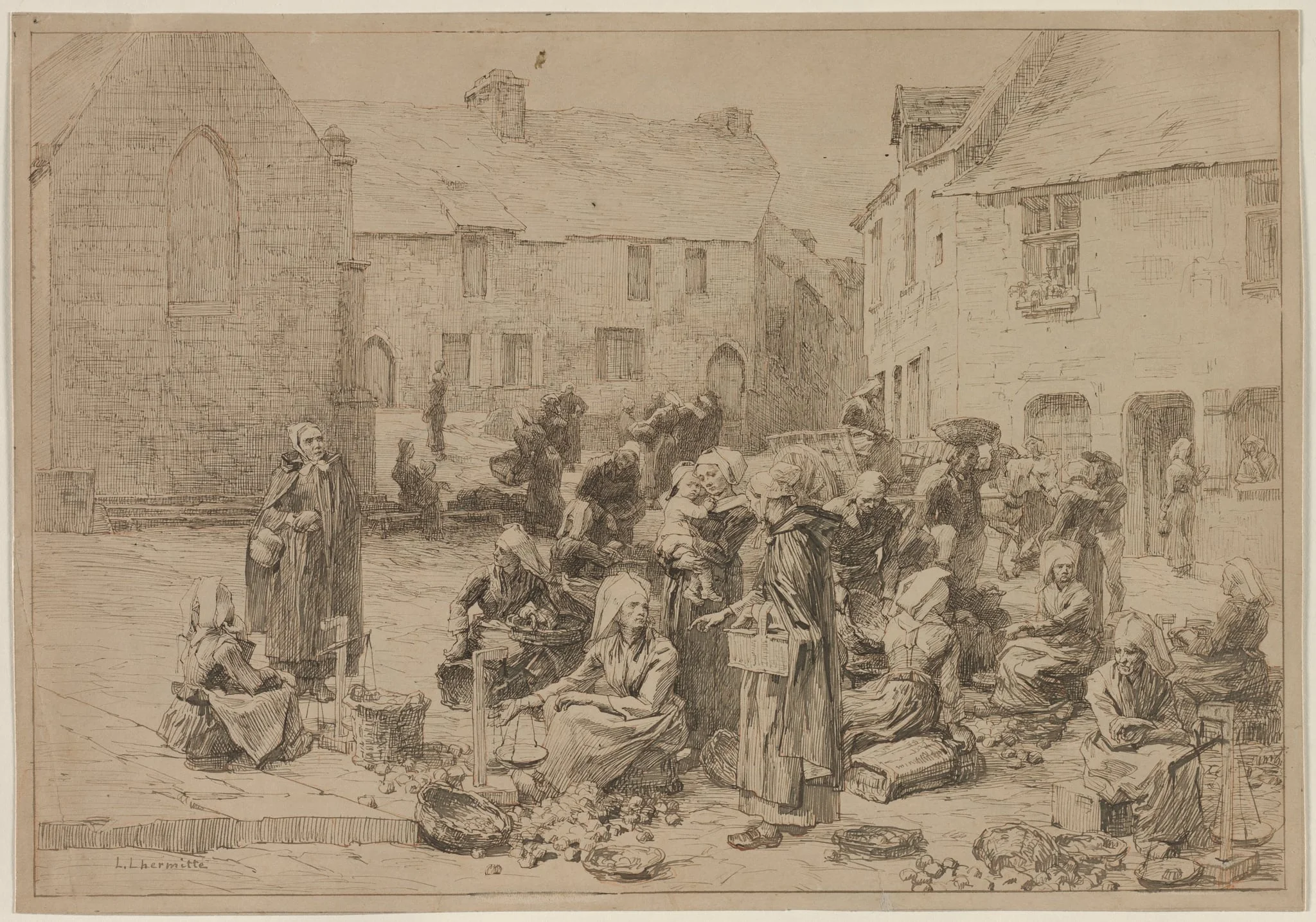 The Apple Market at Landerneau, detail