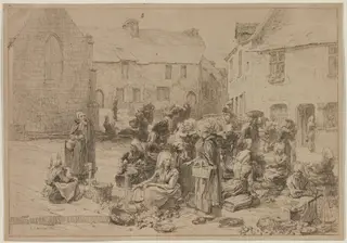 The Apple Market at Landerneau, by Léon Augustin Lhermitte, 1878