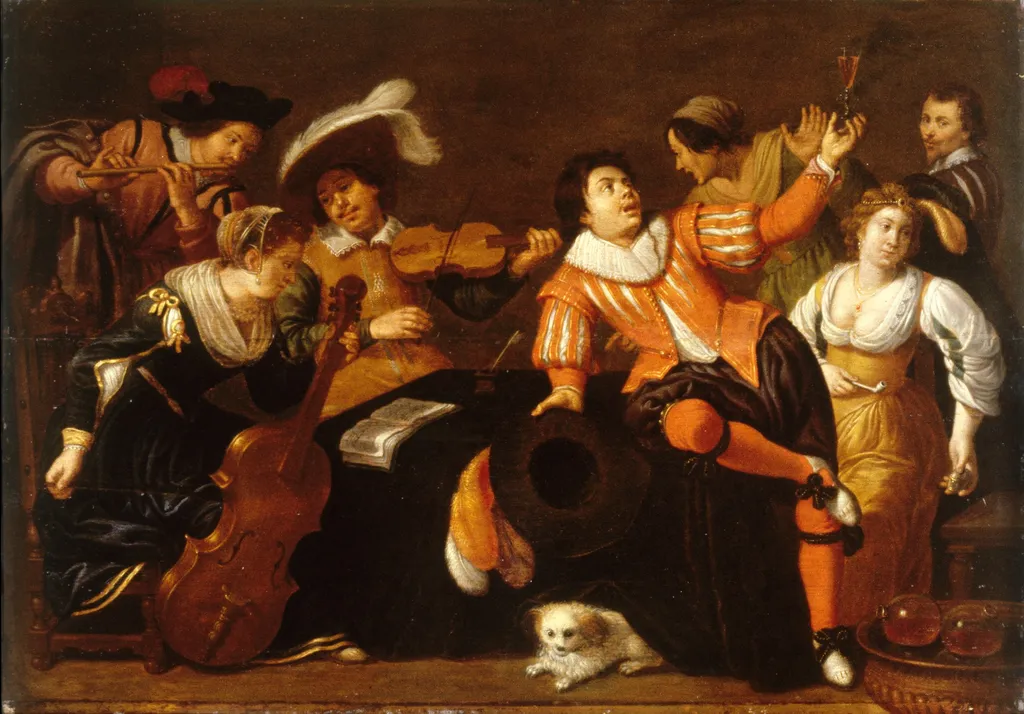 Merry Company, by Jan van Bijlert, oil, 1630