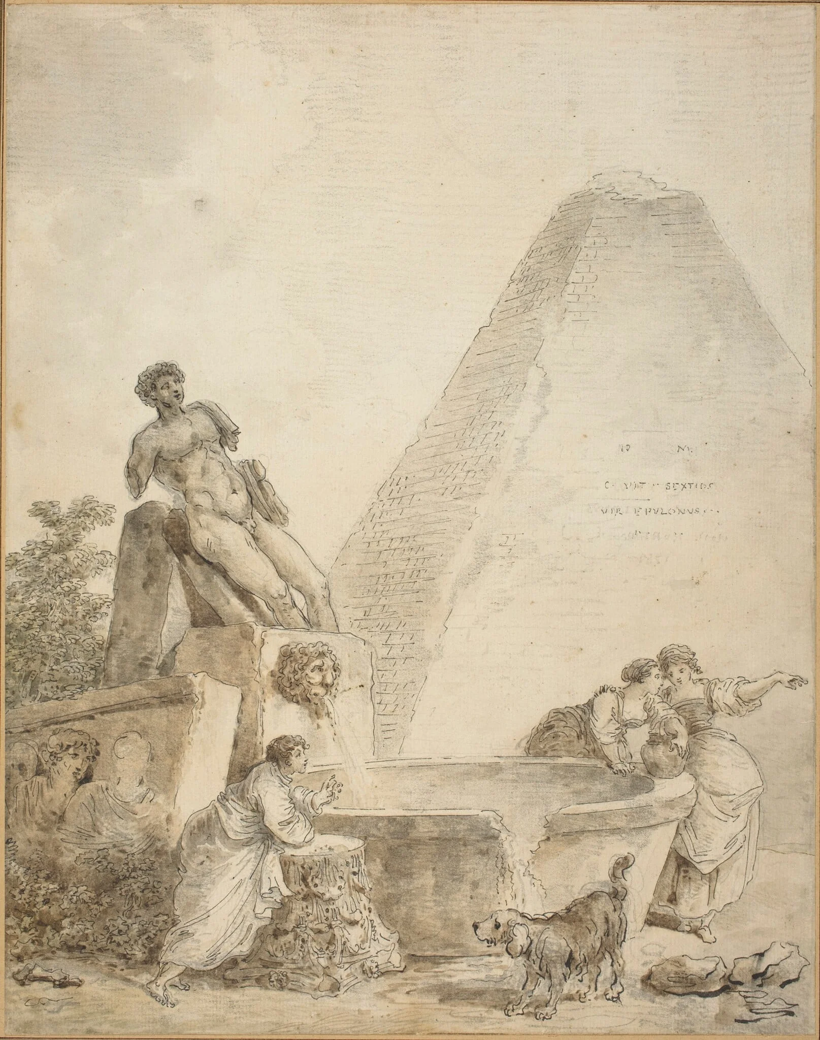 A Roman Capriccio with the Pyramid of Gaius Cestius, detail