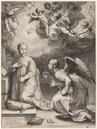 The Annunciation, by Hendrick Goltzius, 1594