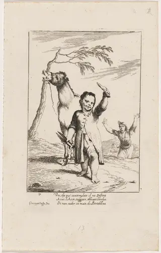 Bertoldino Cutting Off the Donkey's Ears, by Giuseppe Maria Crespi, ink, 1712