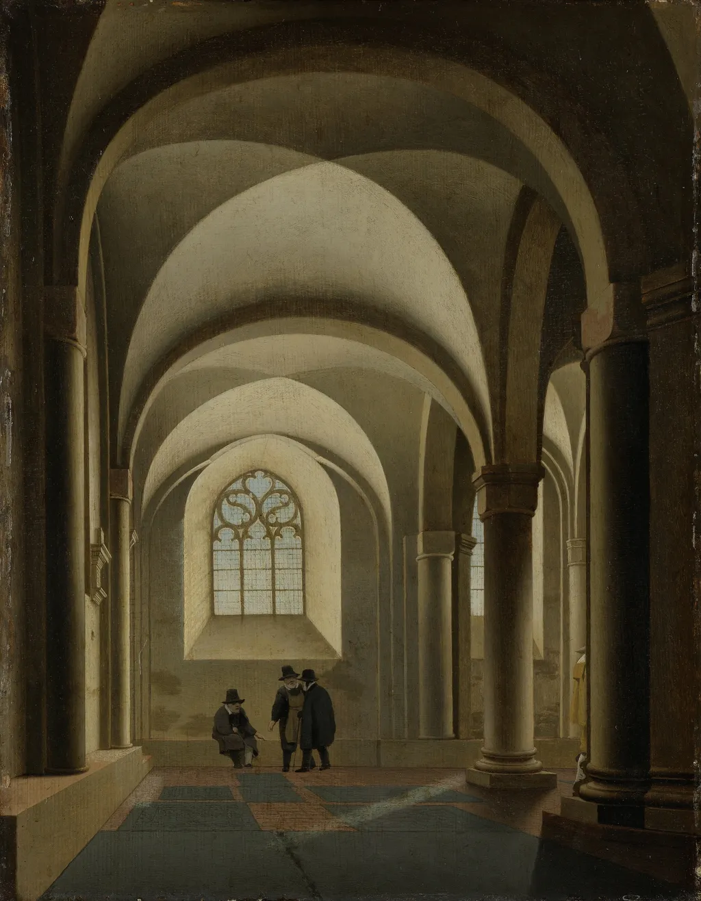 The westernmost bays of the south aisle of the Mariakerk in Utrecht, by Pieter Jansz Saenredam, oil, 1640