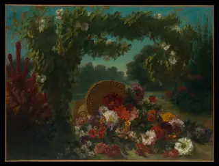 Basket of Flowers, by Eugène Delacroix, oil, 1848