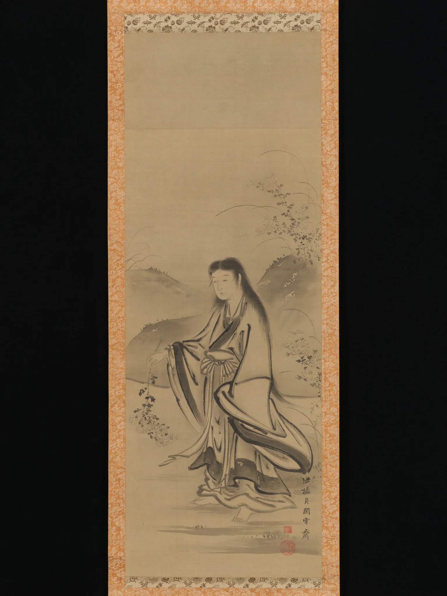 Kiku Jidō (Chrysanthemum Boy), detail