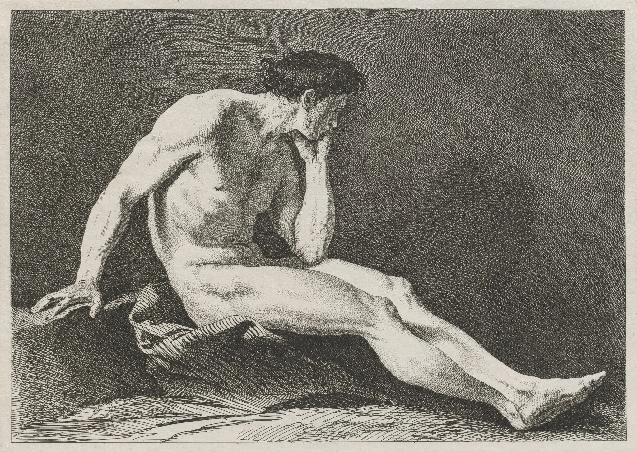 Seated Man with Head in Hand, detail