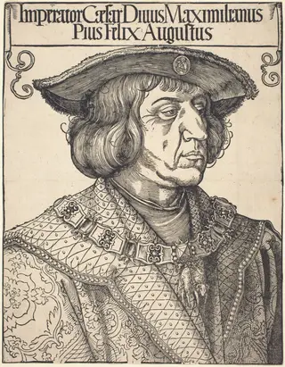 Emperor Maximilian I, by Albrecht Dürer, ink, 1518