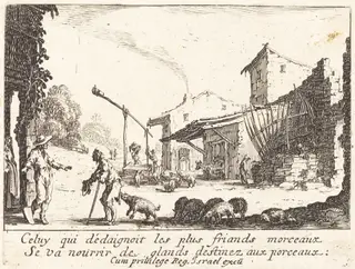 The Swineherd, by Jacques Callot, ink, 1635