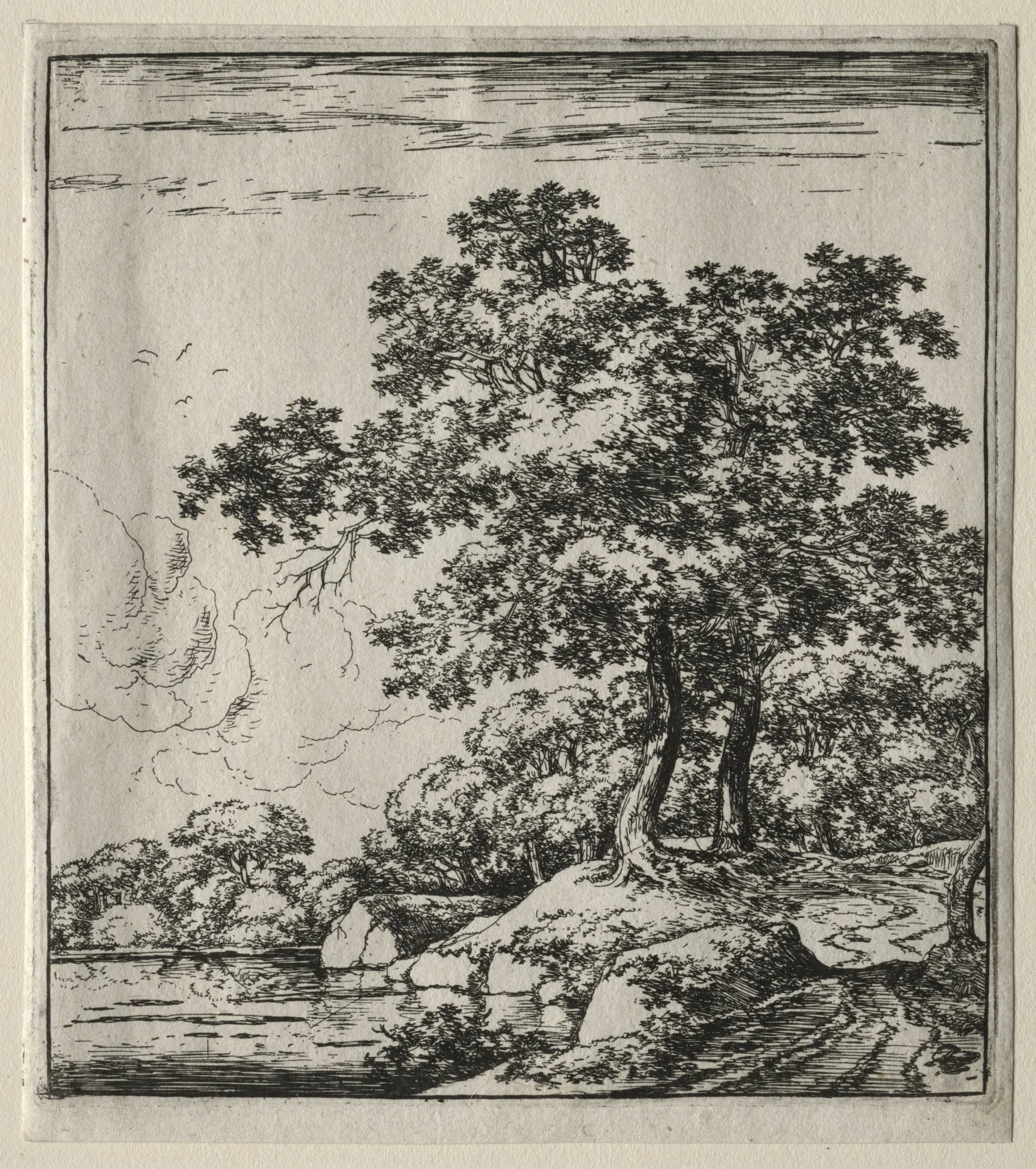 Les deux grands arbres près de la rivière, detail