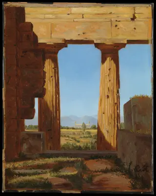 Columns of the Temple of Neptune at Paestum, by Constantin Hansen, oil, 1838