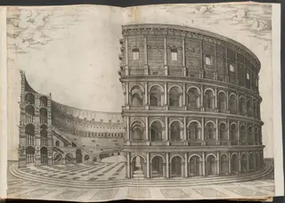 Colosseum, by Nicolas Beatrizet, ink, 1555