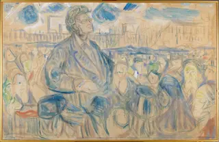 Bjørnstjerne Bjørnson Speaking to the People, by Edvard Munch, oil, 1909