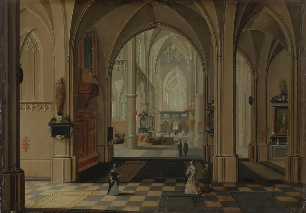 Church interior, by Pieter Neefs the Younger, oil, 1650