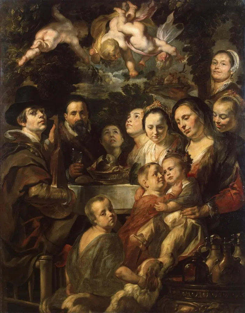 Self-Portrait with Parents, Brothers and Sisters, by Jacob Jordaens, oil, 1615
