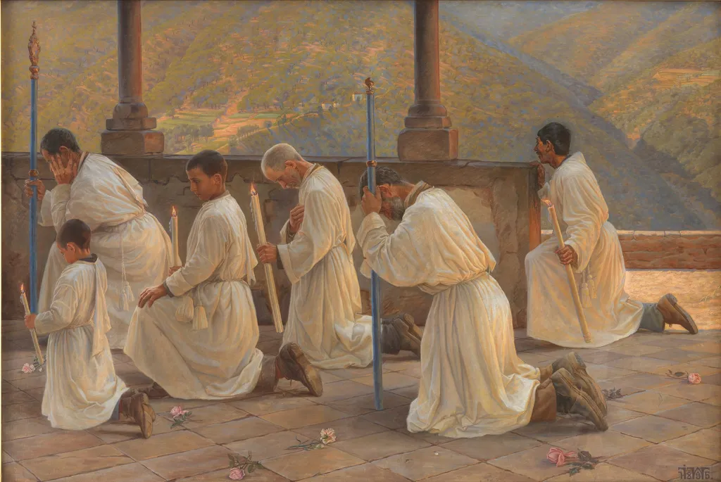 Bøn om regn. Procession i Apenninerne, by Johannes Wilhjelm, oil, 1898
