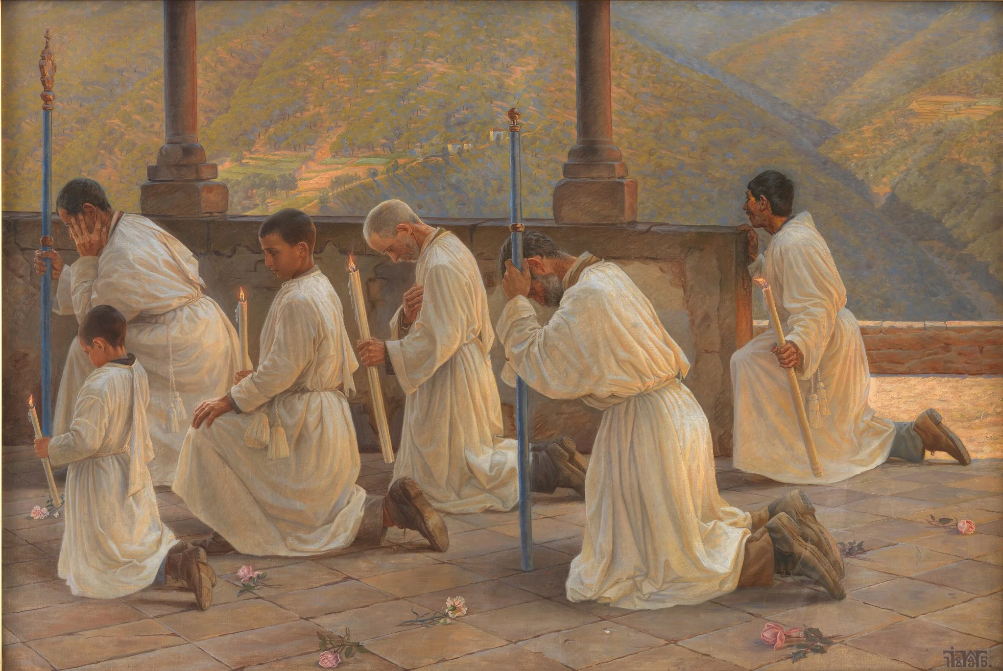 Bøn om regn. Procession i Apenninerne, detail