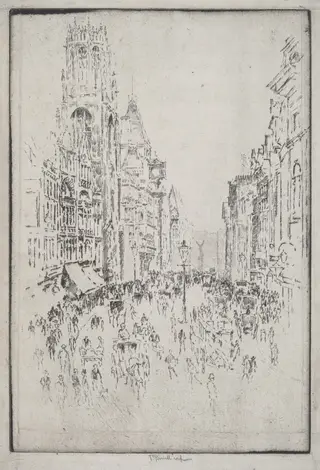St. Dunstan's, Fleet Street, by Joseph Pennell, ink, 1903