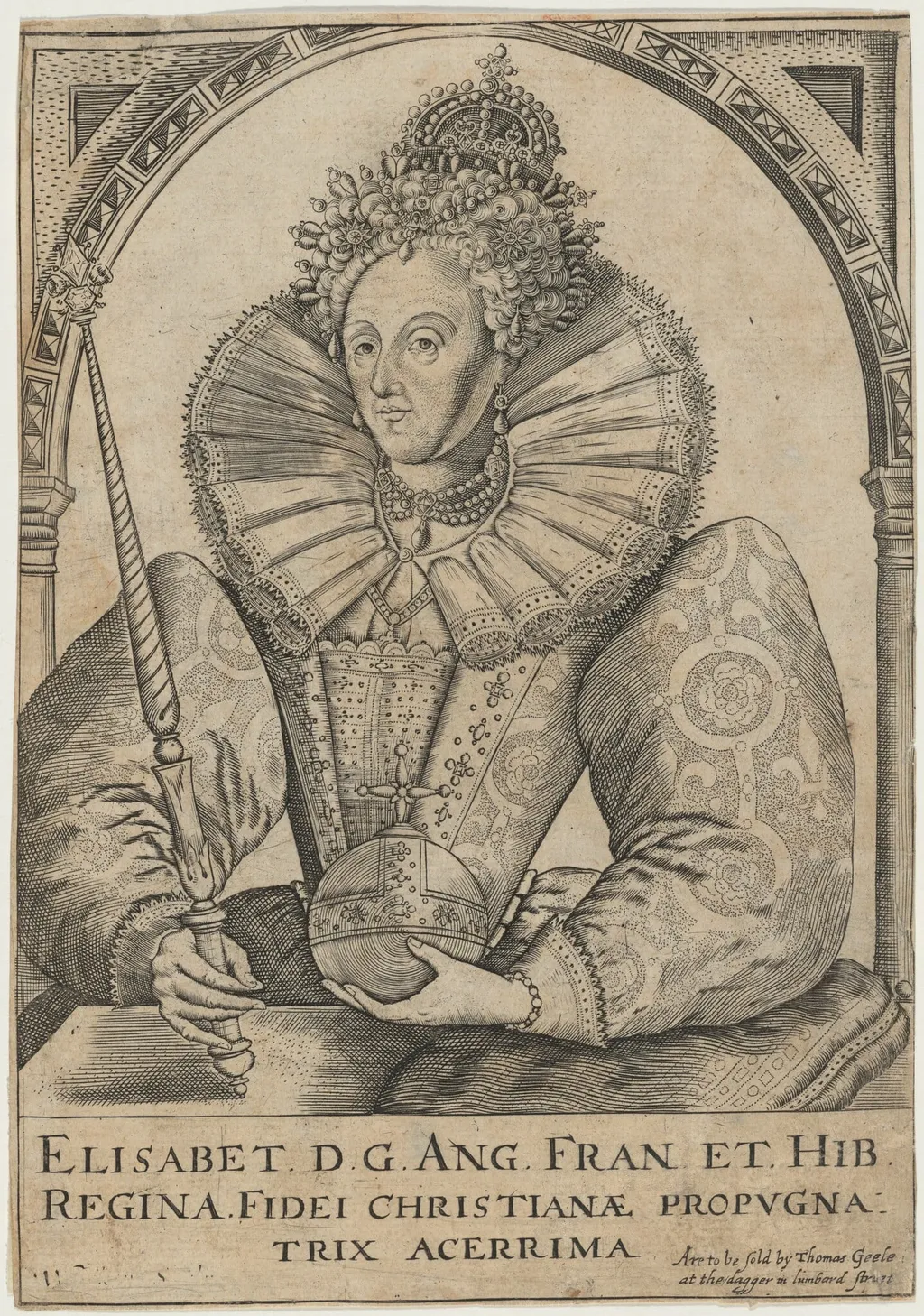 Queen Elizabeth, by Willem Kip, ink, 1606